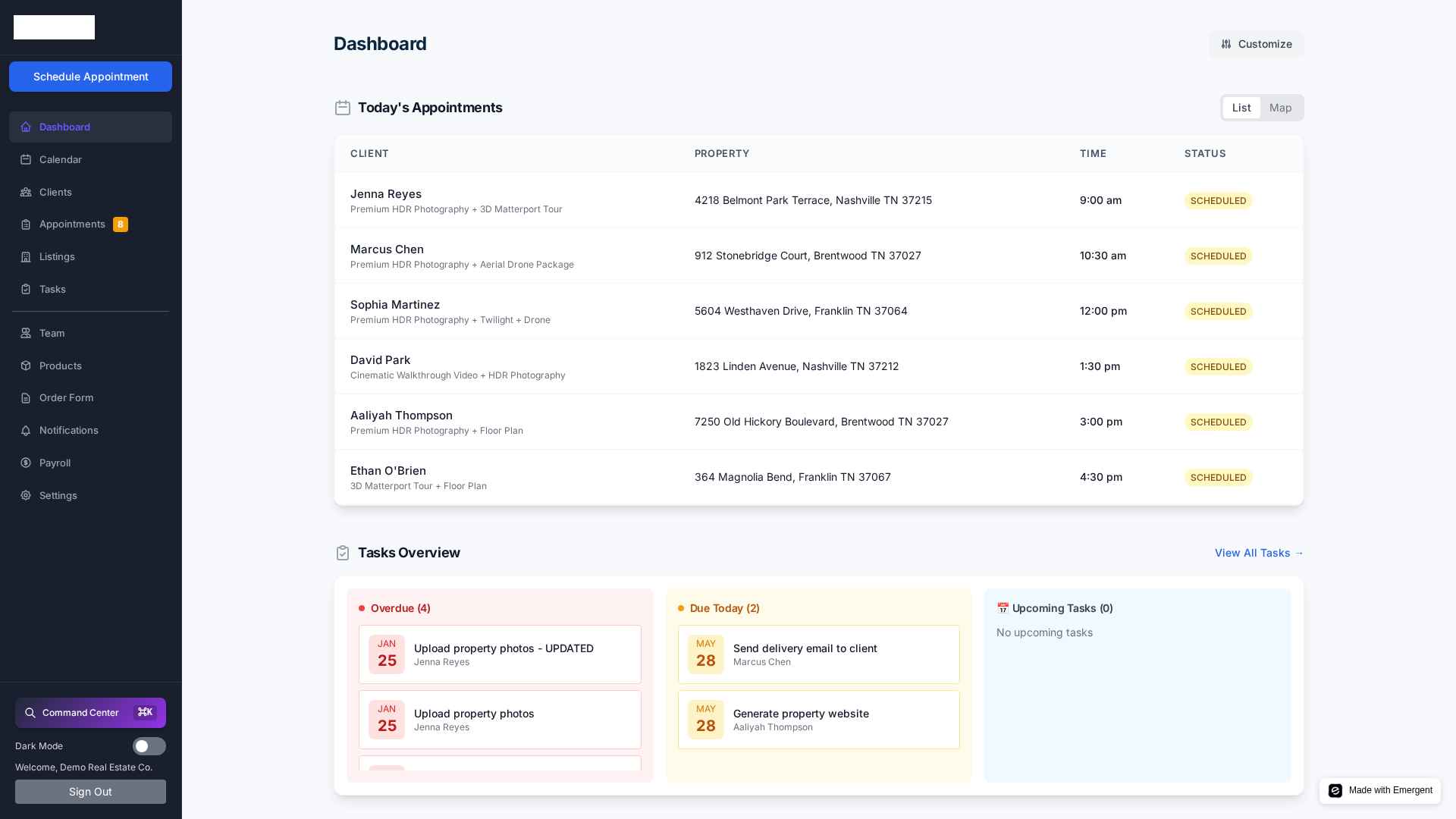 est8.media dashboard preview